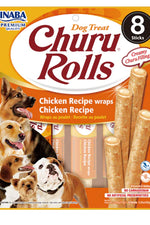 INABA - CHURU ROLLS DOG RECETA DE POLLO 12GR X 8 TUBOS 🐶