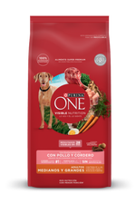 PURINA ONE - PERROS ADULTOS, MEDIANOS Y GRANDES /POLLO Y CORDERO 2 KG 🐶