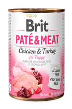 BRIT - Alimento húmedo Pate & meat, Chicken & Turkey for Puppy 800g 🐶