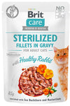 BRIT CARE - Cat Sterilized Fillets in Gravy With Healthy Rabbit pouch 85gr 🐱