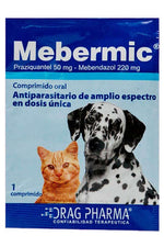 DRAG PHARMA - Antiparasitario MEBERMIC de amplio espectro en dosis unica -1 comprimido🐶